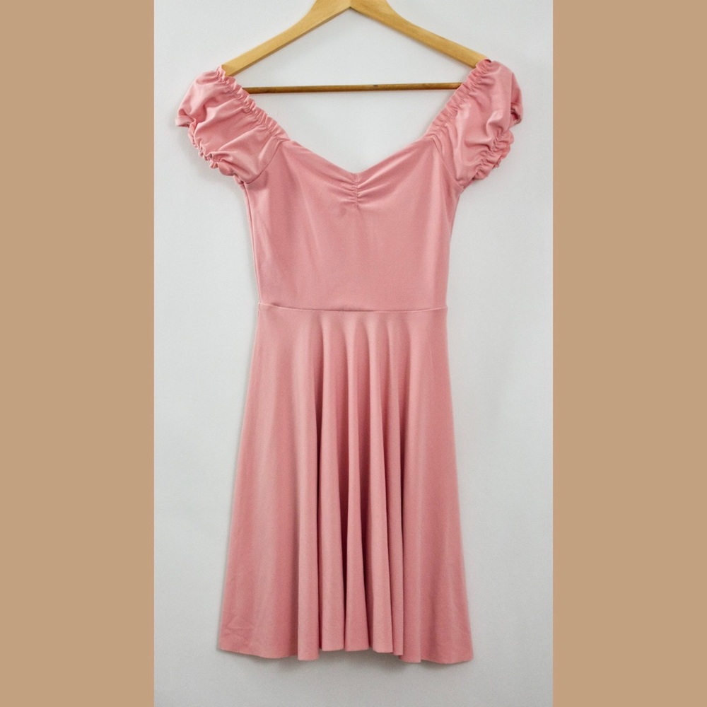 Pink Sweetheart Neck Mini Dress